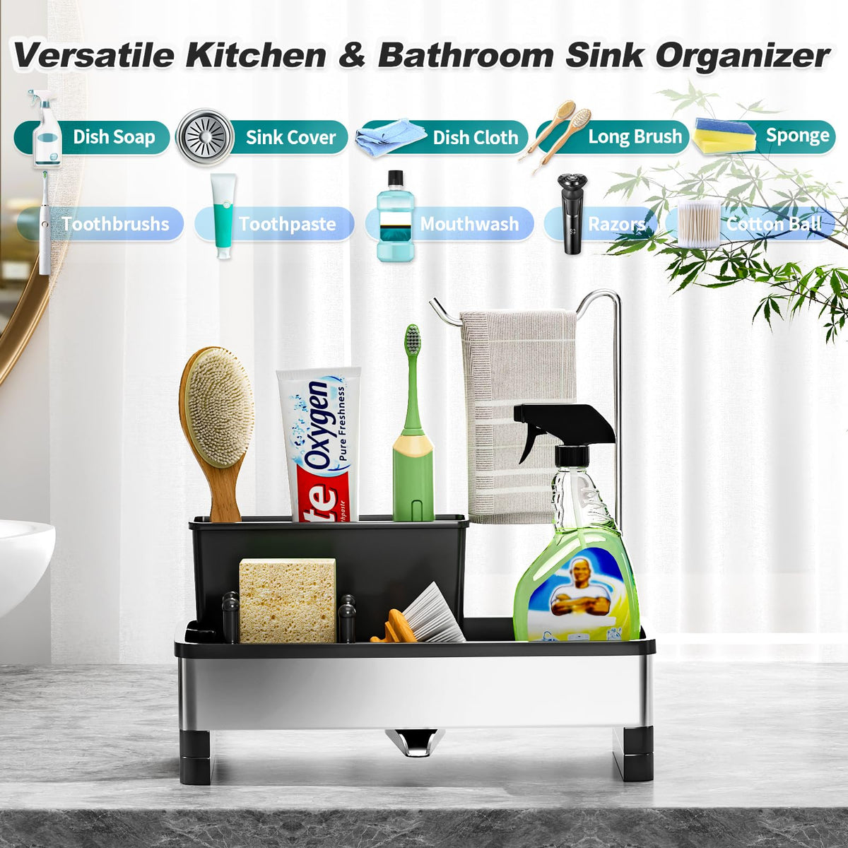 Ewaiira 360° drain spout drains water away from counters, keeping area dry.