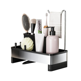 Ewaiira sink caddy on a tidy counter supports easy access while cleaning.