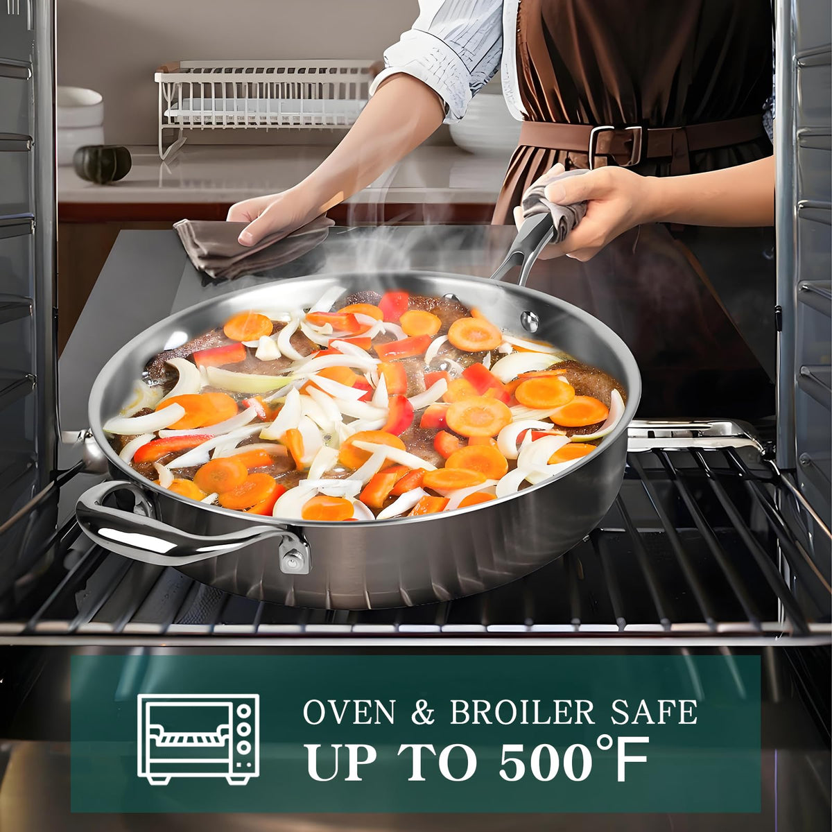 EWFEN 10-inch frying pan distributes heat evenly for sautés.
