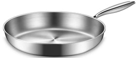 EWFEN 12-inch tri-ply frying pan top view shows even heat distribution for consistent searing