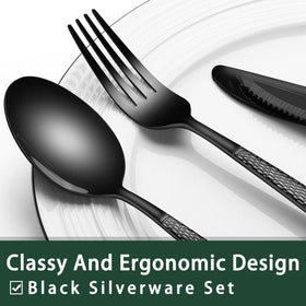 EWFEN black flatware with mirror finish enhances table presentation.
