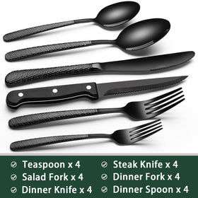 EWFEN 24-piece set includes dinner knives for everyday meals.