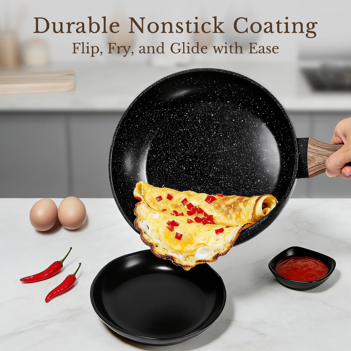 EWFEN 25pc set with stay-cool Bakelite handles for comfortable grip.
