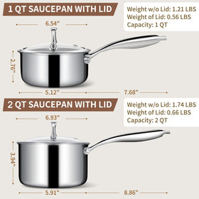 EWFEN 2 qt saucepan lid seals steam for sauces and grains.