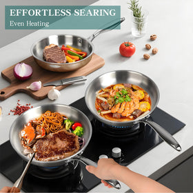 EWFEN 3.5-quart sauté pan with lid for even searing.