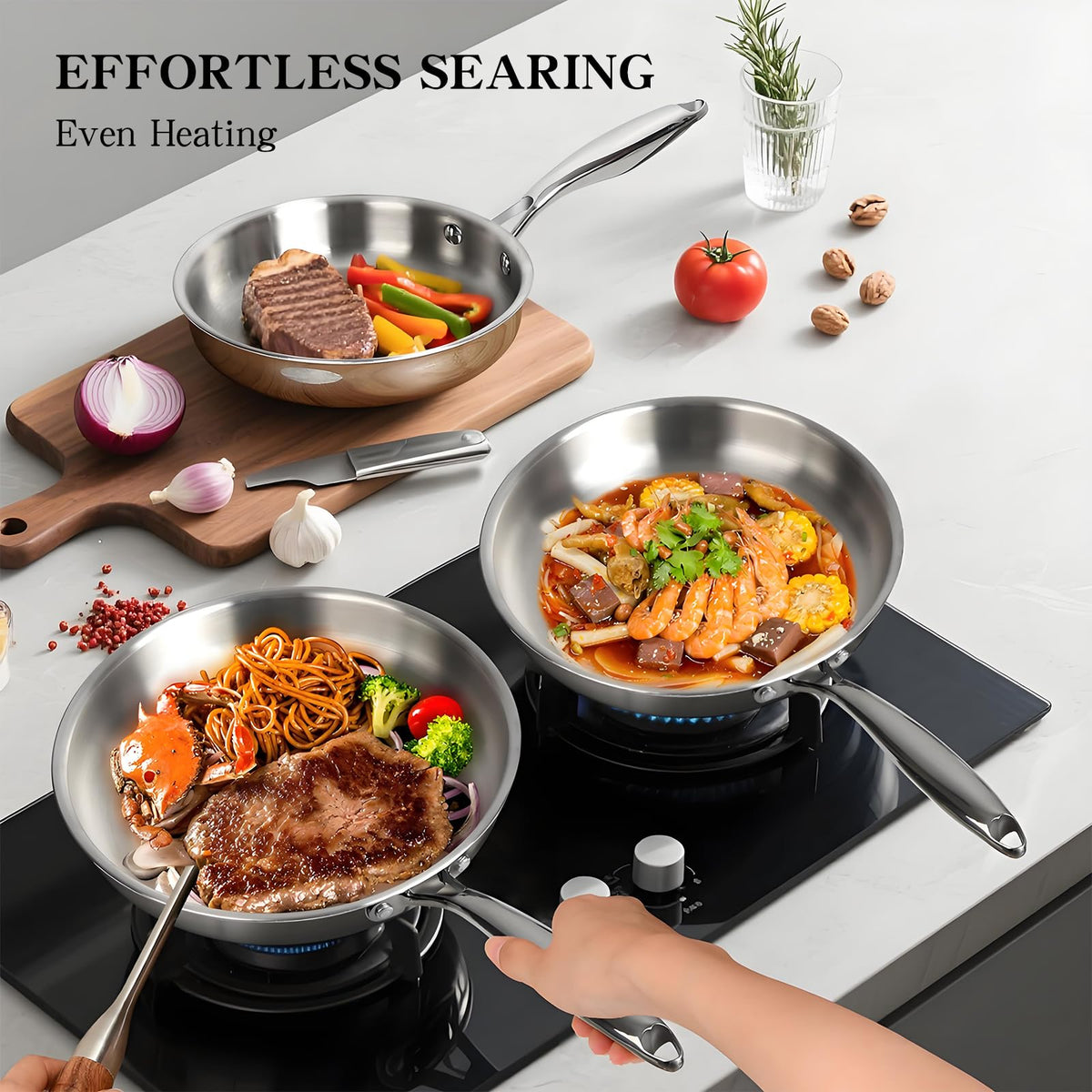 EWFEN 3.5-quart sauté pan with lid for searing and sautéing