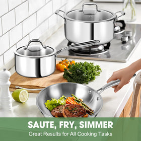 EWFEN 3-quart sauté pan with lid for searing and sautéing