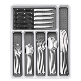 EWFEN 49-piece silverware set with organizer for organized drawer storage.