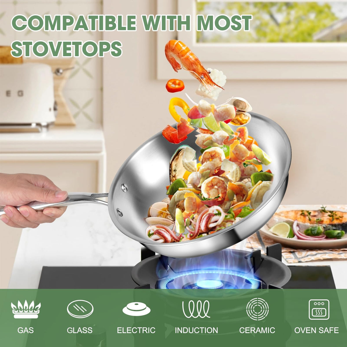 EWFEN 6-quart stockpot with steamer insert for soups and pasta