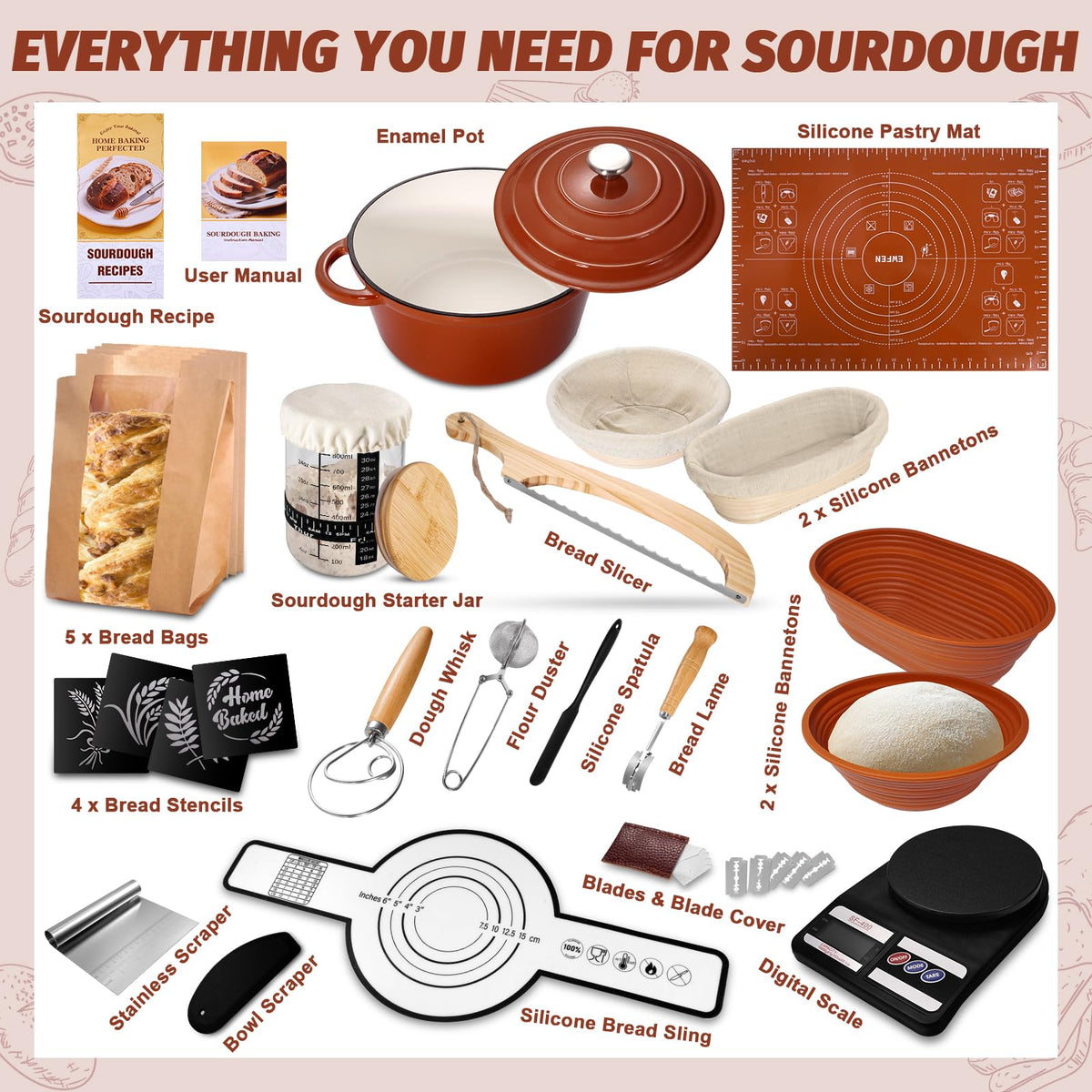 Oval banneton basket from EWFEN for round dough shaping and even fermentation