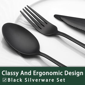 EWFEN black polished flatware with triple riveted handles for durability