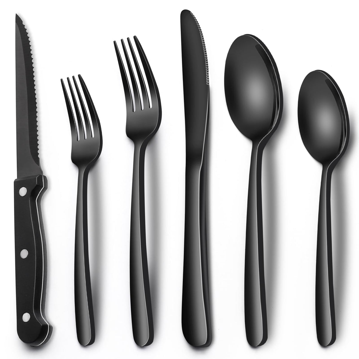 EWFEN black silverware dinner forks for daily meals with sturdy design