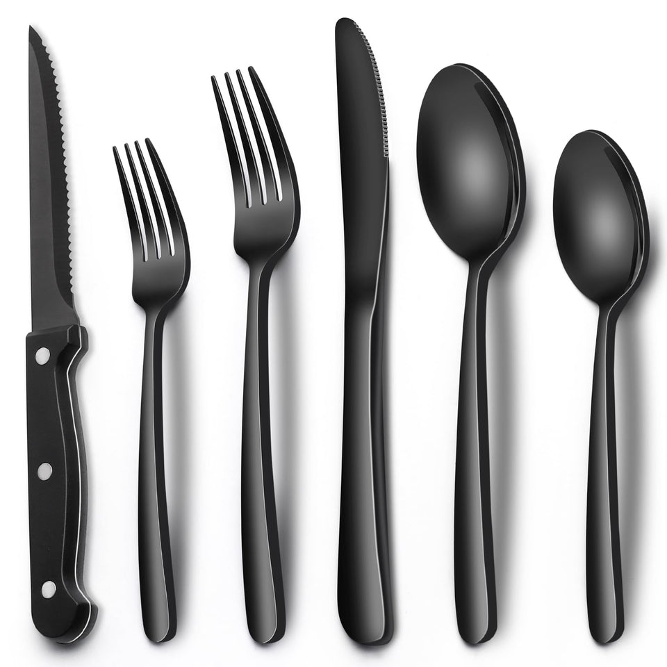 EWFEN black silverware dinner forks for daily meals with sturdy design