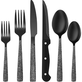 EWFEN black silverware with hammered edges for stylish dining at home