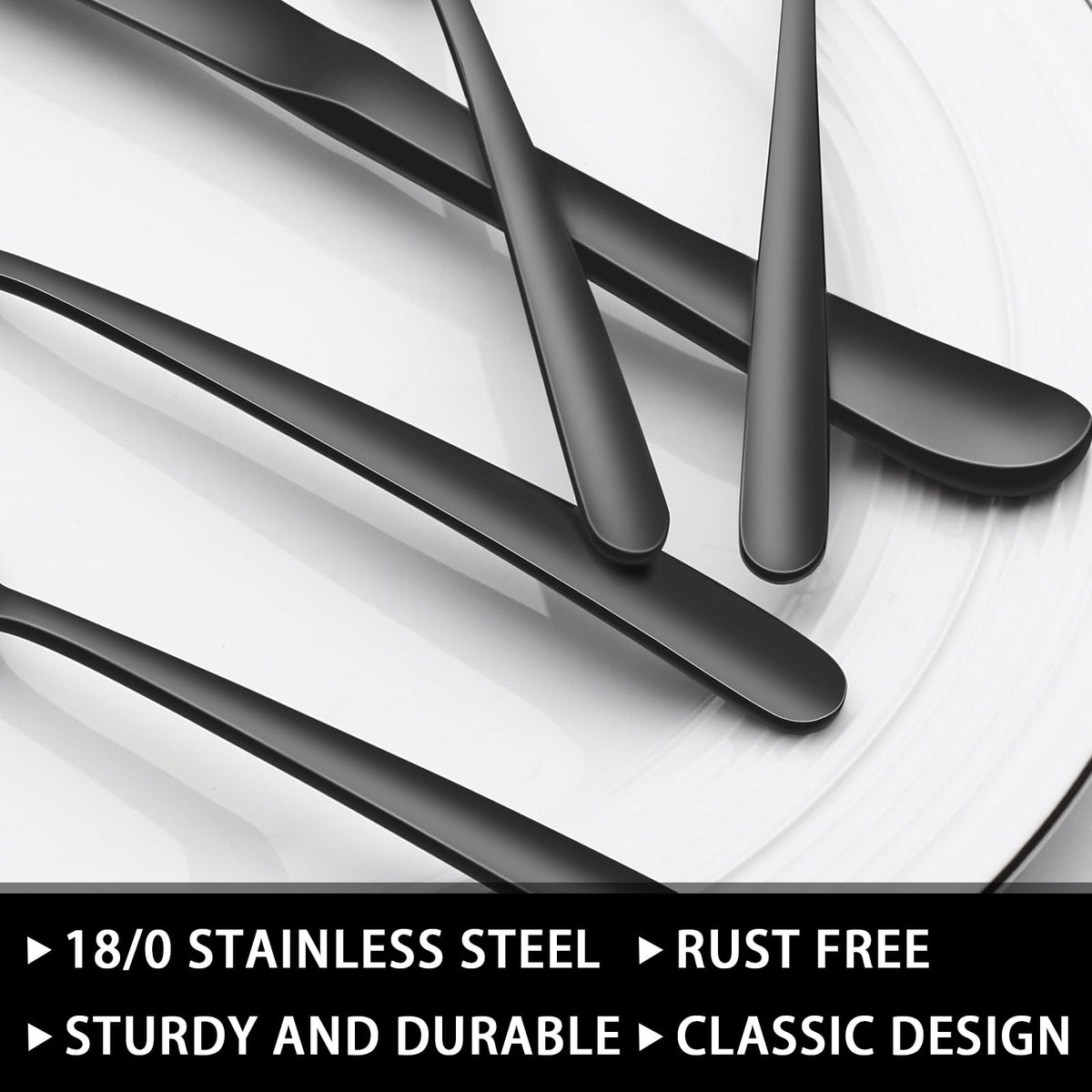 EWFEN black stainless steel dinner knives with balanced weight and comfort