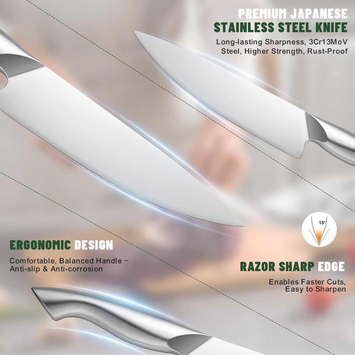 EWFEN 8-inch bread knife glides through crusts with ease