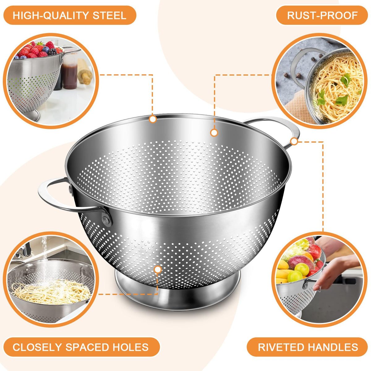 EWFEN wide rim and footed design provide stable countertop use.
