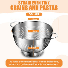 EWFEN colander with oversized handles for secure grip when lifting hot contents.