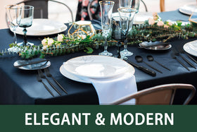 EWFEN dining setting with black silverware enhances modern table styling.