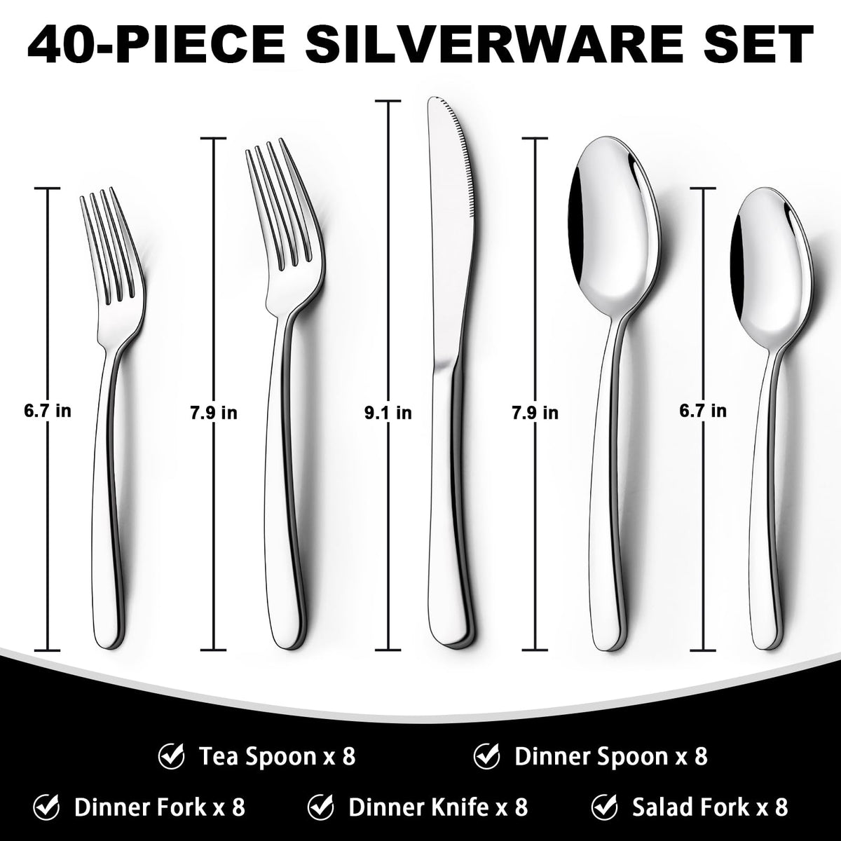 EWFEN dinner forks 8-pack designed for balanced, comfortable grip.