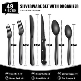 EWFEN dinner spoons and forks in black stainless steel for everyday meals