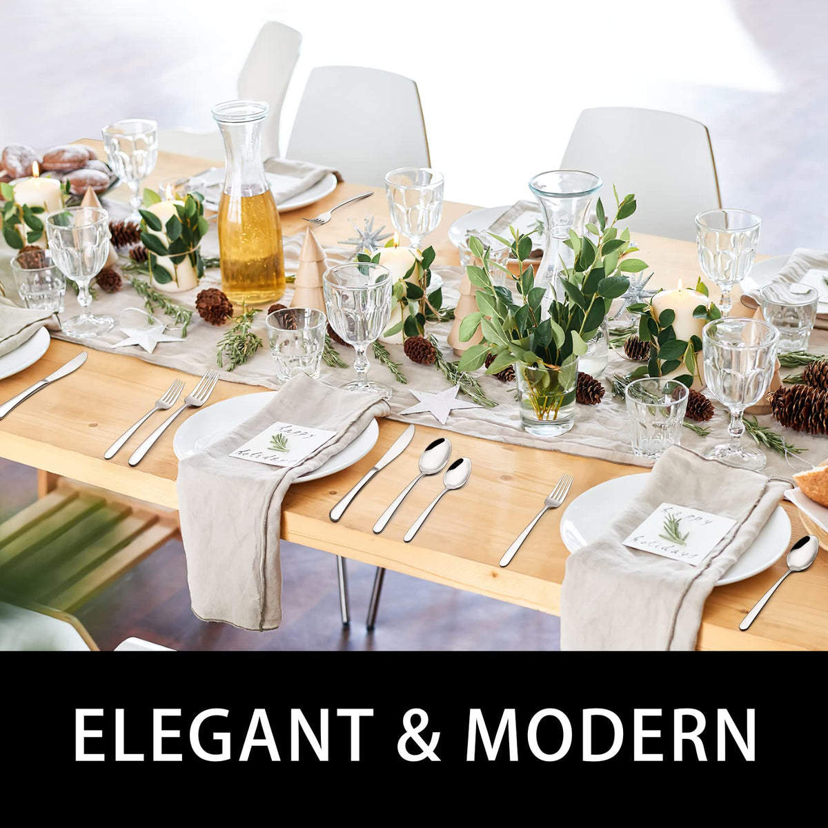 EWFEN dishwasher-safe flatware for easy cleanup after gatherings.