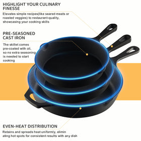 EWFEN easy-care cast iron skillet encourages oil maintenance after washing.