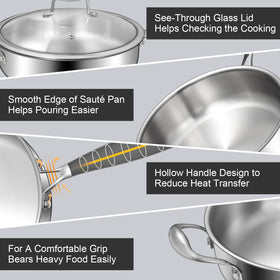 EWFEN ergonomic handle pan offering comfortable grip during sauté.