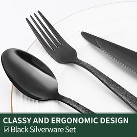EWFEN flatware for four with square handles and matte finish