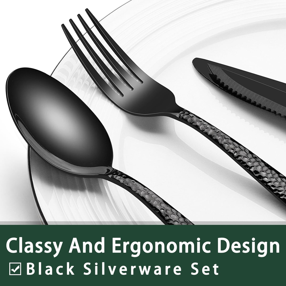 EWFEN flatware handle ergonomic design closeup, comfortable grip