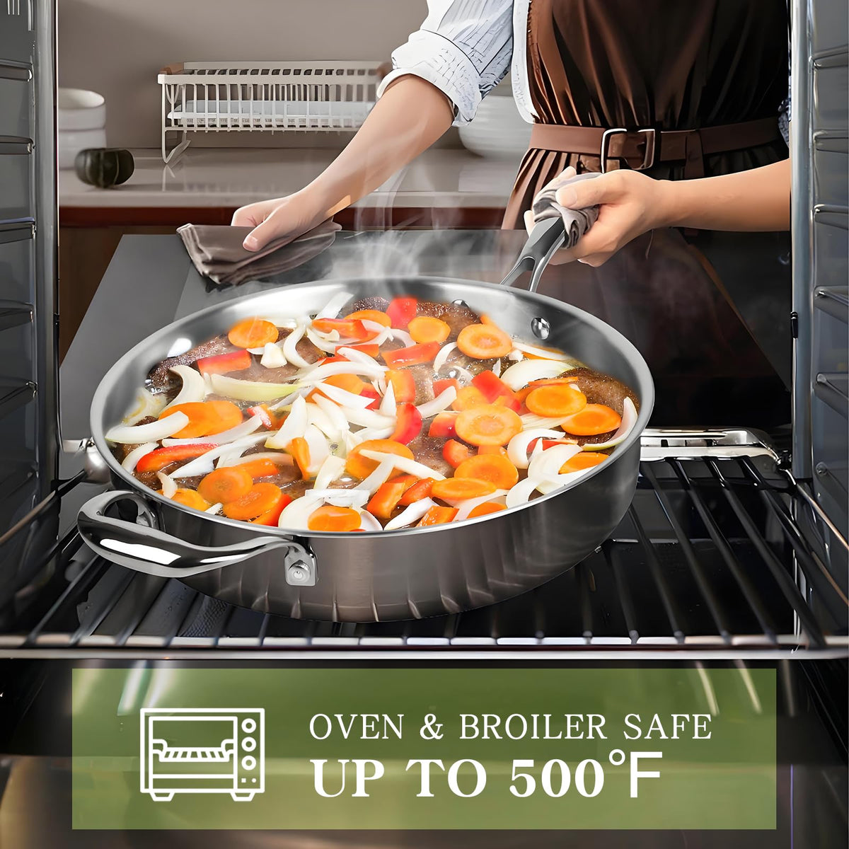 EWFEN 12-inch frying pan for large meals and easy flipping.