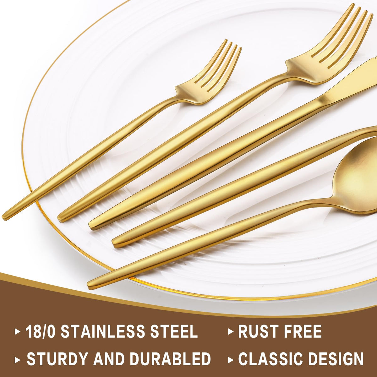 EWFEN gold dinner spoons with smooth balance for restaurant-ready use