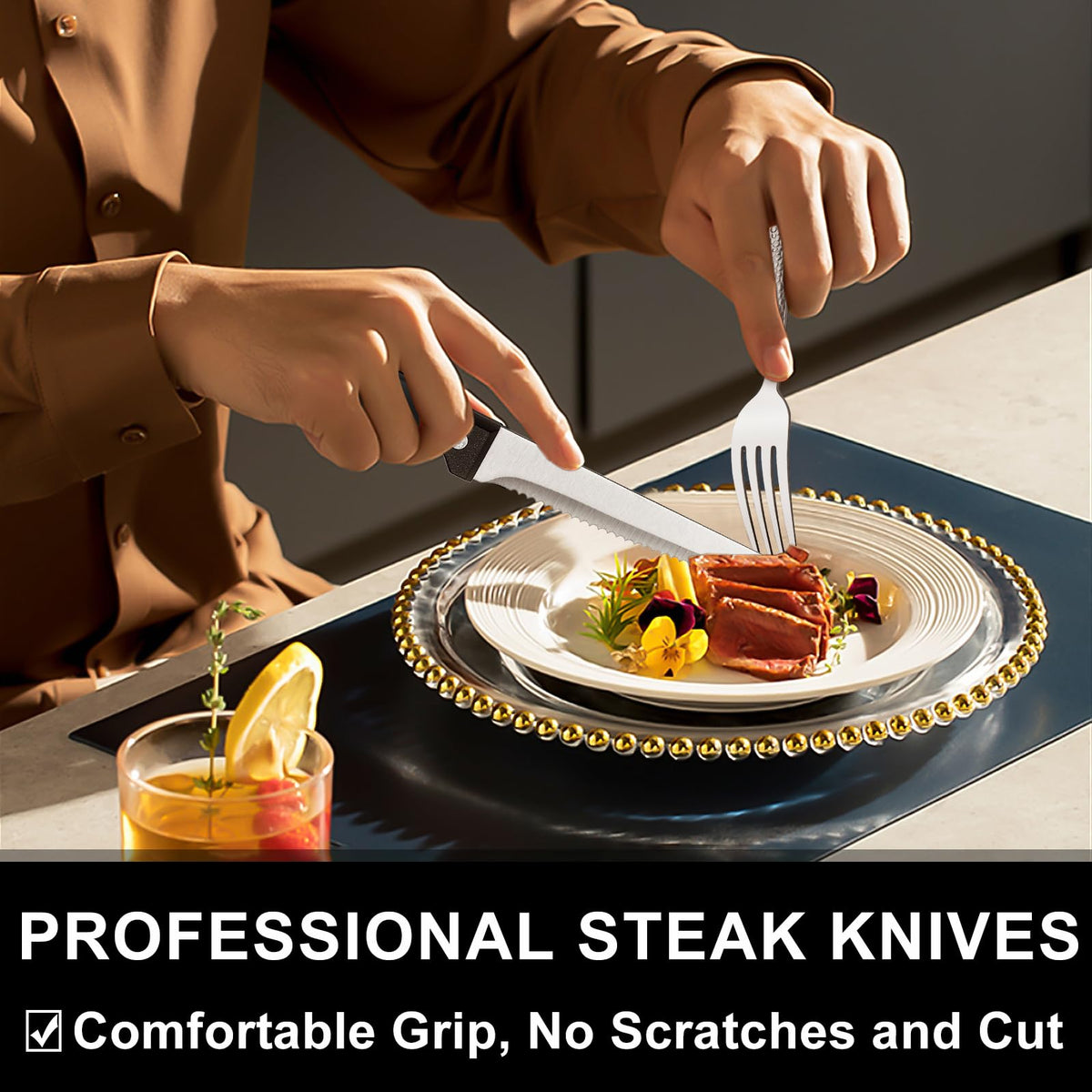 EWFEN hammered finish flatware adds texture and style to any meal setting.