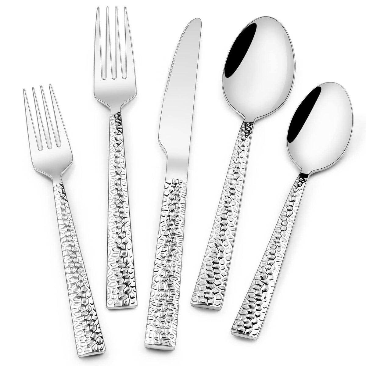 EWFEN hammered silverware set for eight with a refined dining look