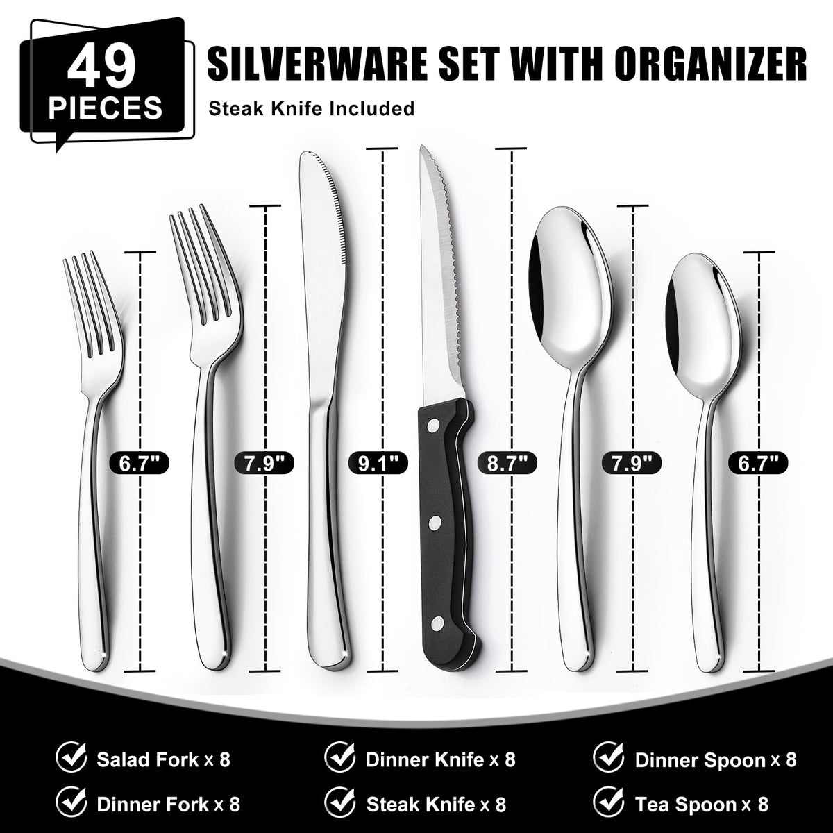 EWFEN heavy-duty stainless steel flatware with durable daily-use construction.