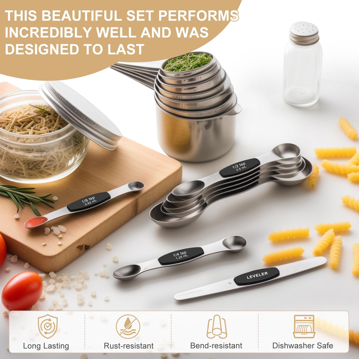 EWFEN magnetic spoons enable easy one-at-a-time grabbing and neat nesting