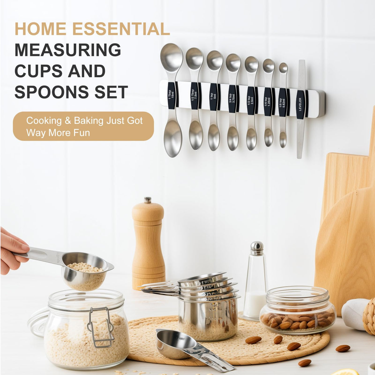 EWFEN measuring cups with dual measurement markings ensure quick accuracy