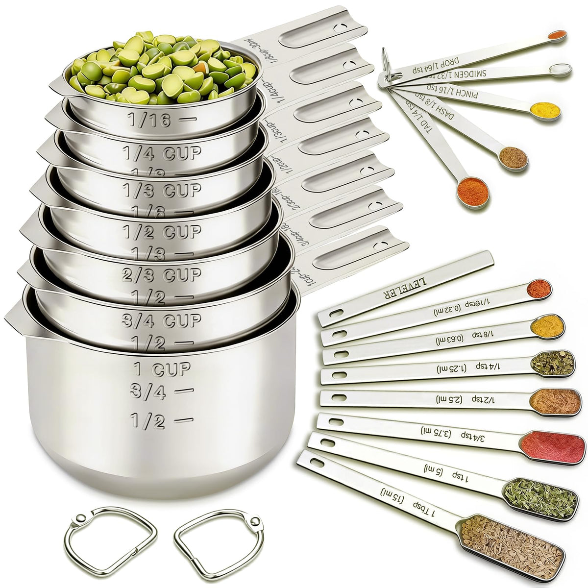 EWFEN measuring cups nest in square design, durable stainless steel for everyday cooking.