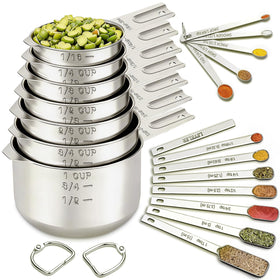 EWFEN measuring cups nest in square design, durable stainless steel for everyday cooking.