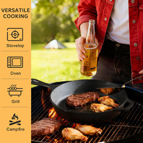 EWFEN pre-seasoned cookware suitable for outdoor use on campfires and grills.