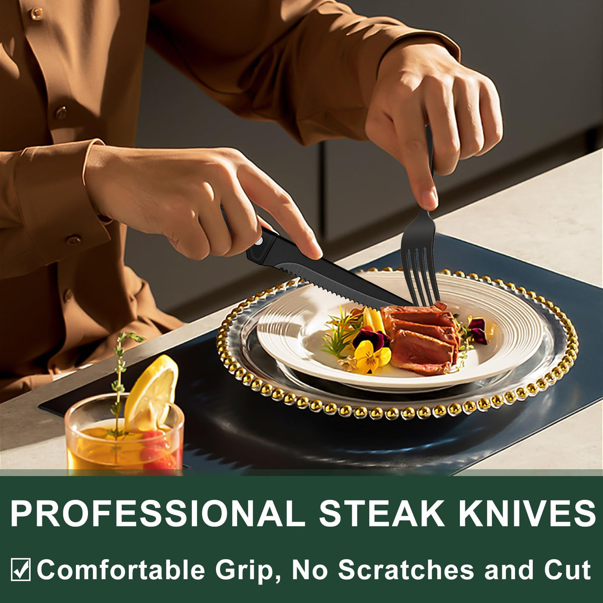 EWFEN proper-weight balanced silverware, smooth edges for safe handling