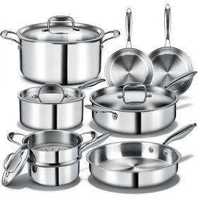 EWFEN saucepan 1.5qt with lid for quick simmering on all stovetops.