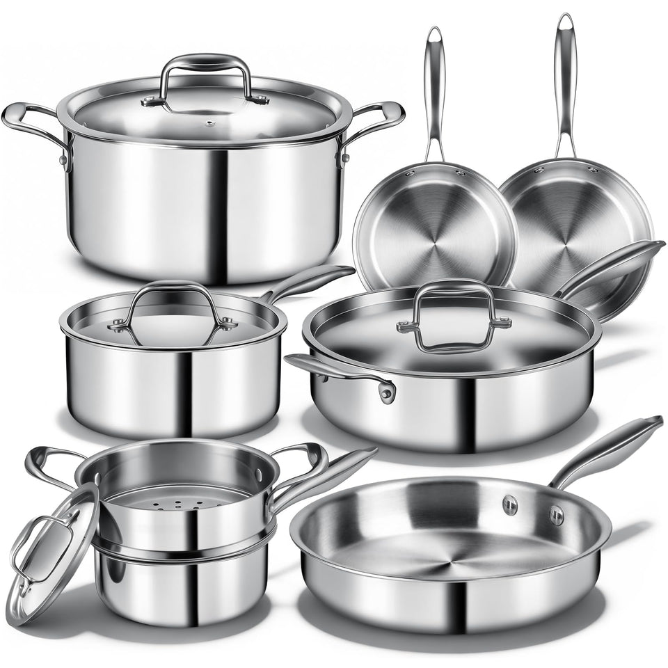 EWFEN saucepan 1.5qt with lid for quick simmering on all stovetops.
