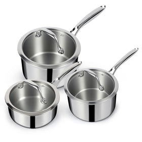 EWFEN 1Qt sauce pan with lid on stove for quick condiments and sauces.