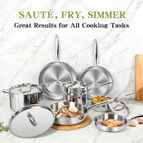 EWFEN sauté pan 3.5qt with lid for even browning.