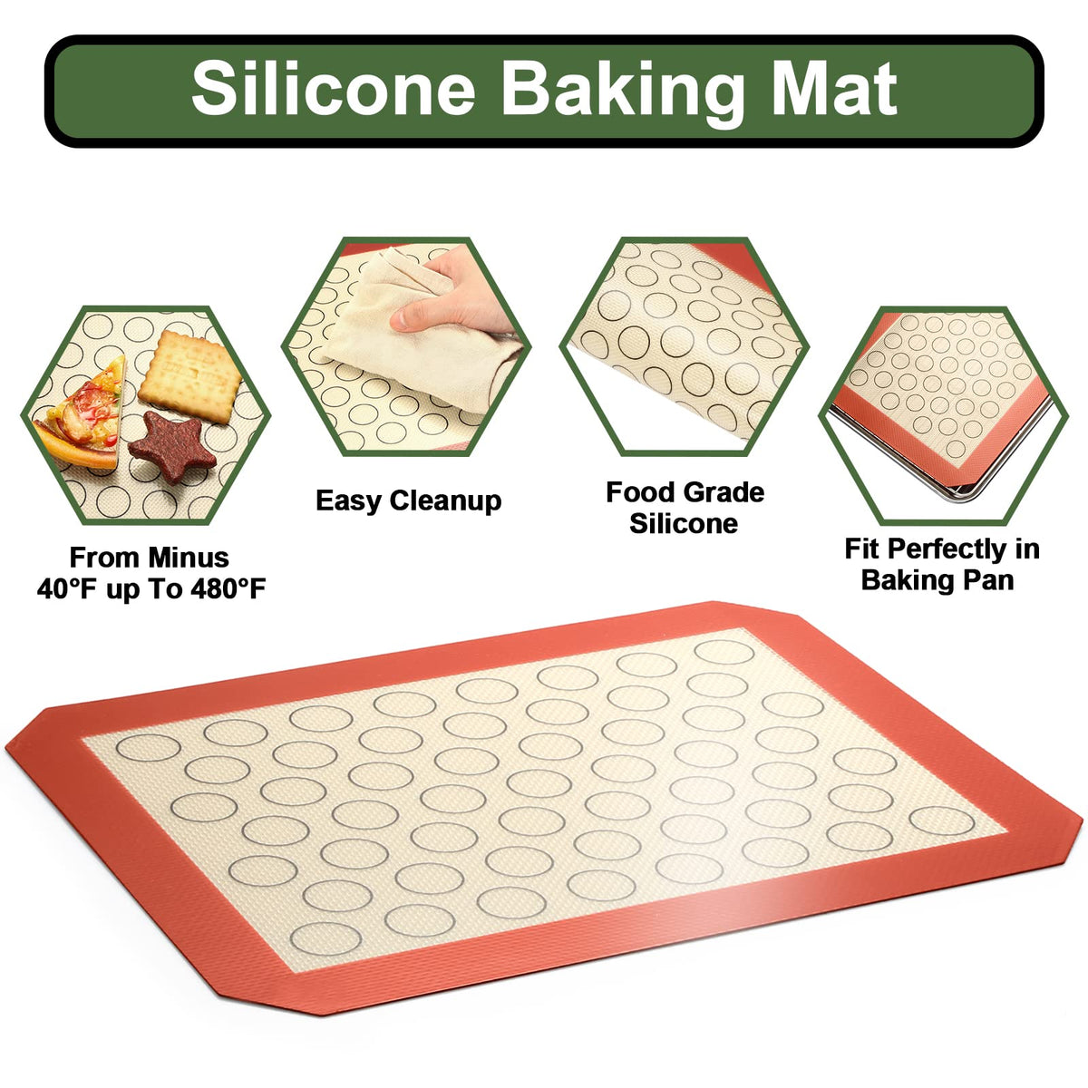 EWFEN silicone mat nonstick 3x offers flexible baking surface.