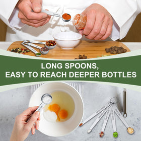 EWFEN slim rectangular spoons fit into tight spice jars for precise measurement.