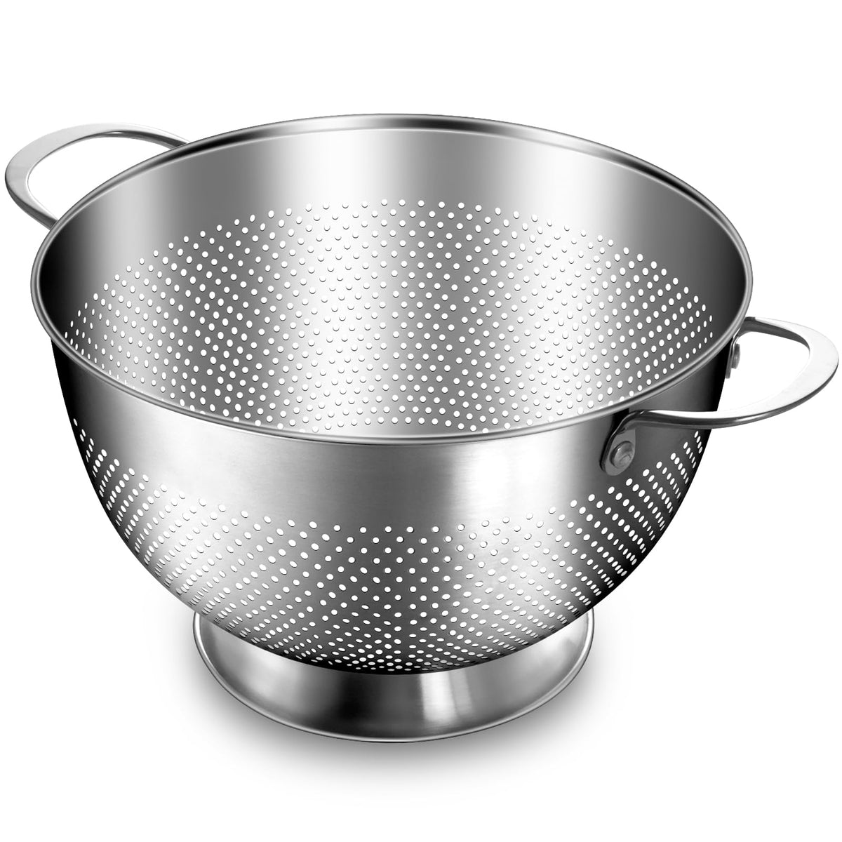 EWFEN stainless steel colander 5 quart for quick pasta draining and meal prep.