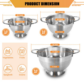 EWFEN colander with oversized handles offers easy lift from pot.