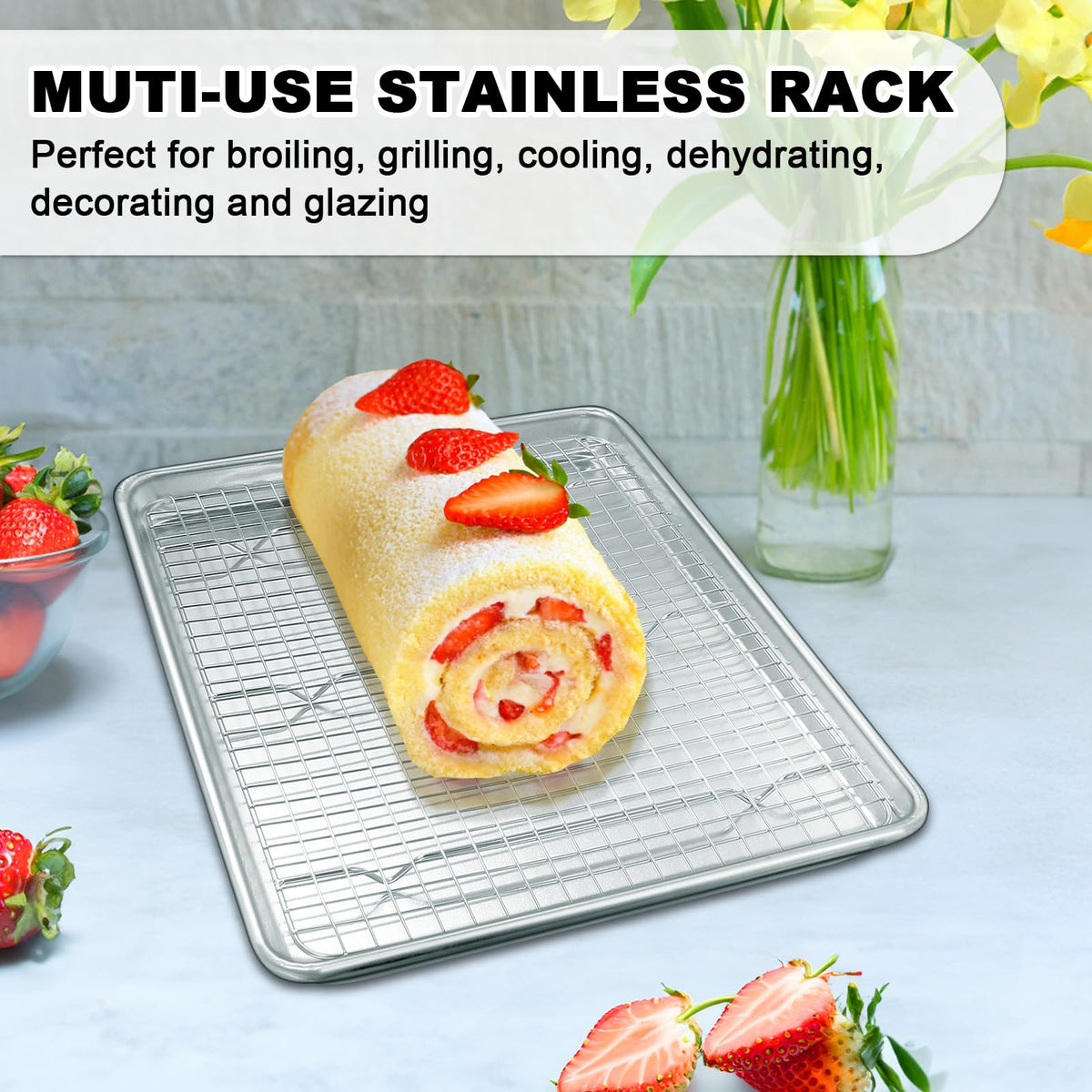 EWFEN stainless steel cooling rack supports air circulation and fast cooling.